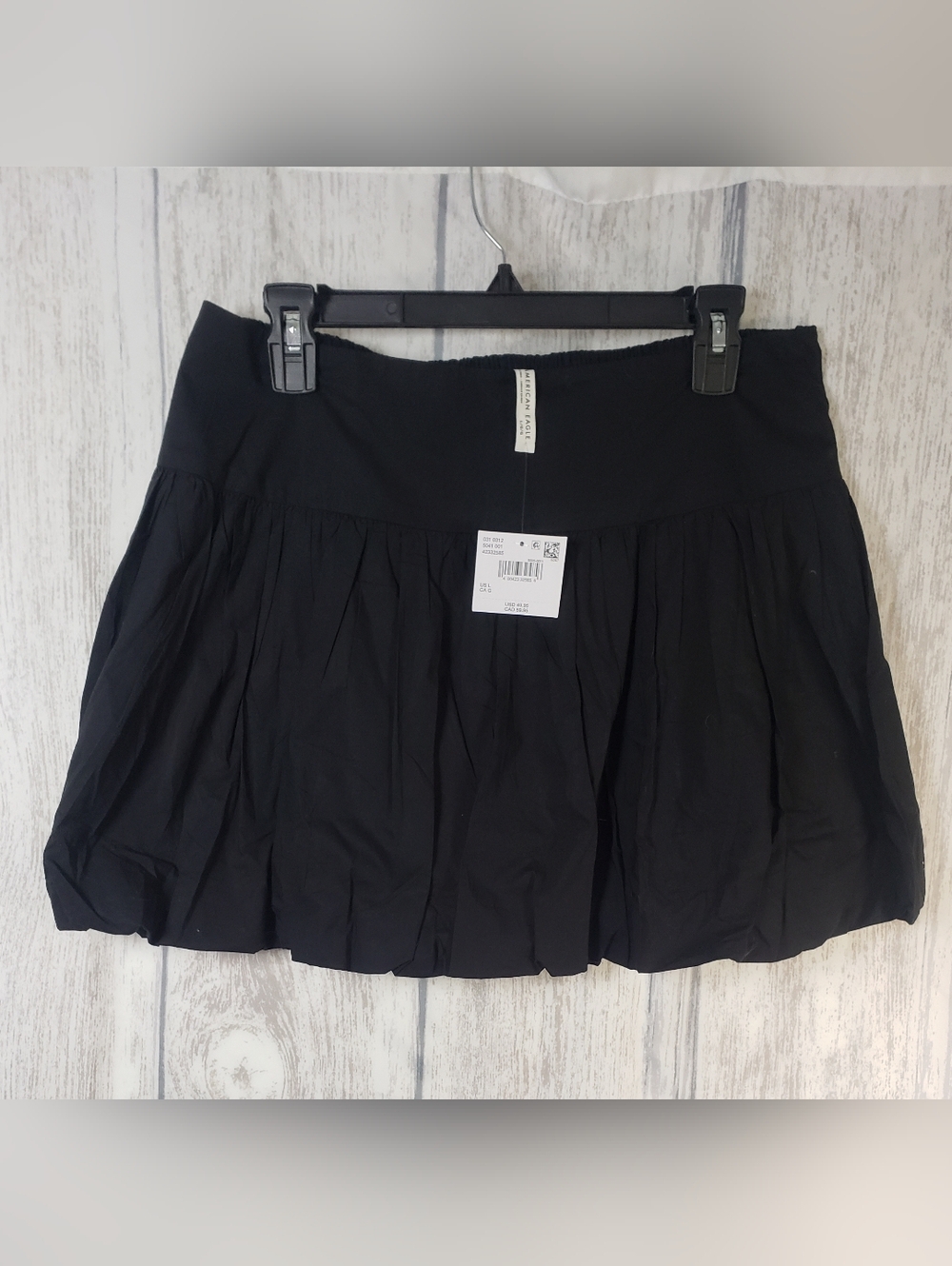 American Eagle Black Cotton Bubble Hem Mini Skirt Pull On Sz Large Indy Twee NWT